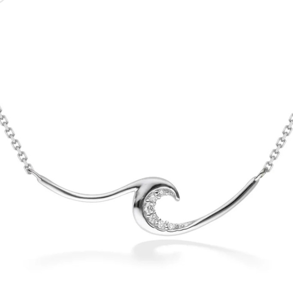 Na Hoku Silver (white gold) Wave Necklace